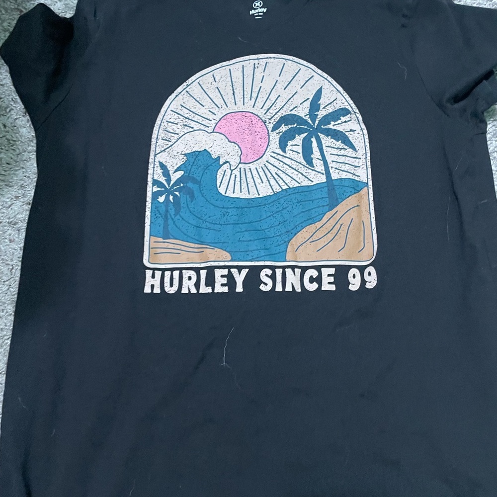 Hurley Black Cotton Tee with Graphic
